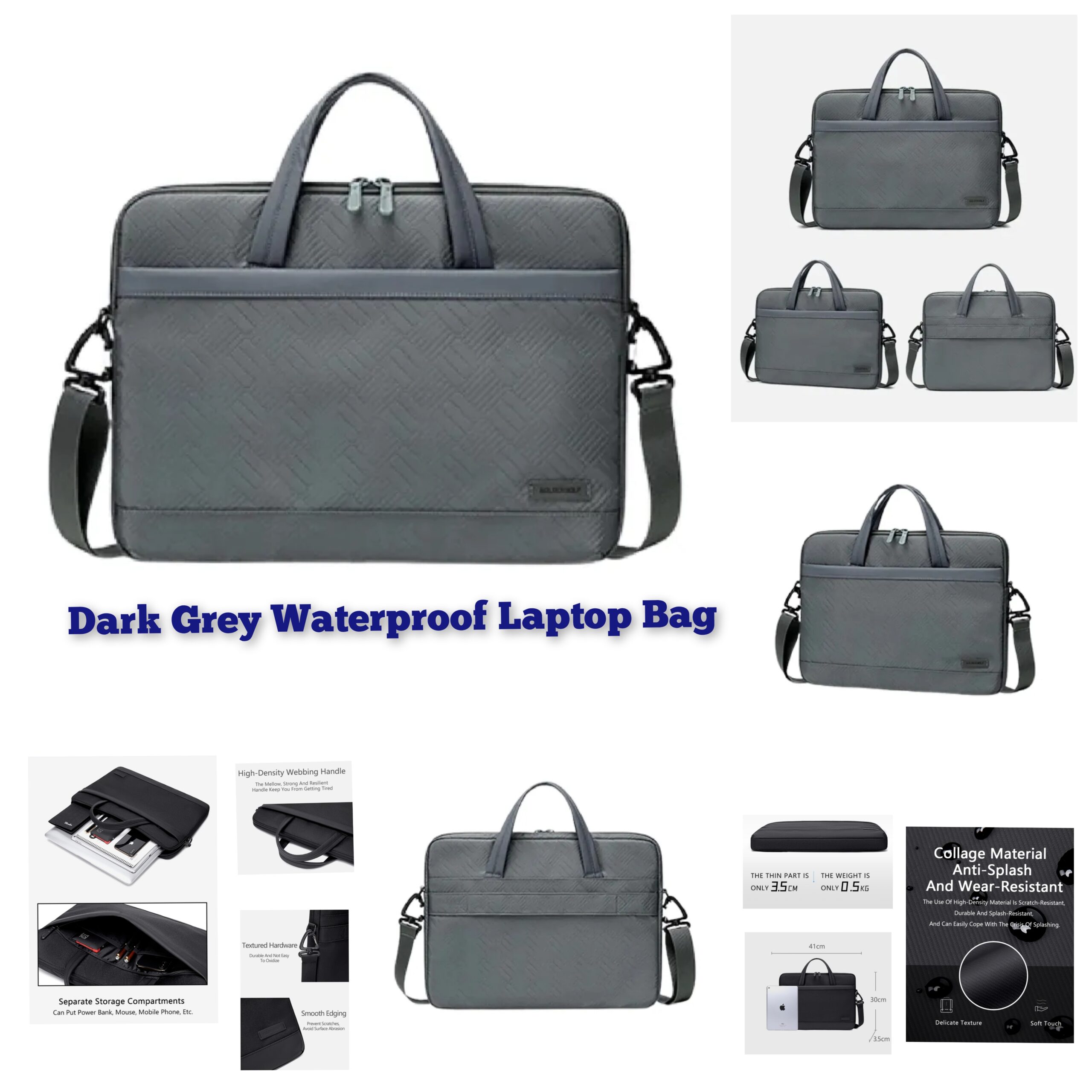 Dark Grey Waterproof Laptop Bag (Free Delivery)